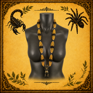 Collar Ritual Dorado y Negro con Figura de la Santa Muerte