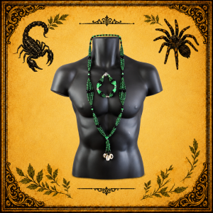 Juego Ritual de Ogún Verde y Negro con Ilé