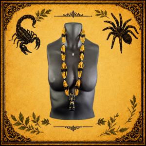 Collar Ritual Negro y Dorado con Imagen Diablo