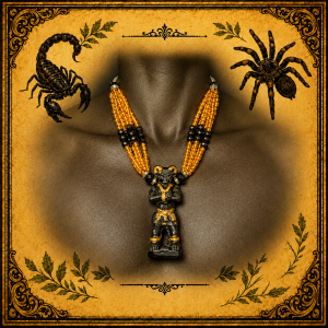 Collar Ritual Dorado y Negro con Figura del diablo