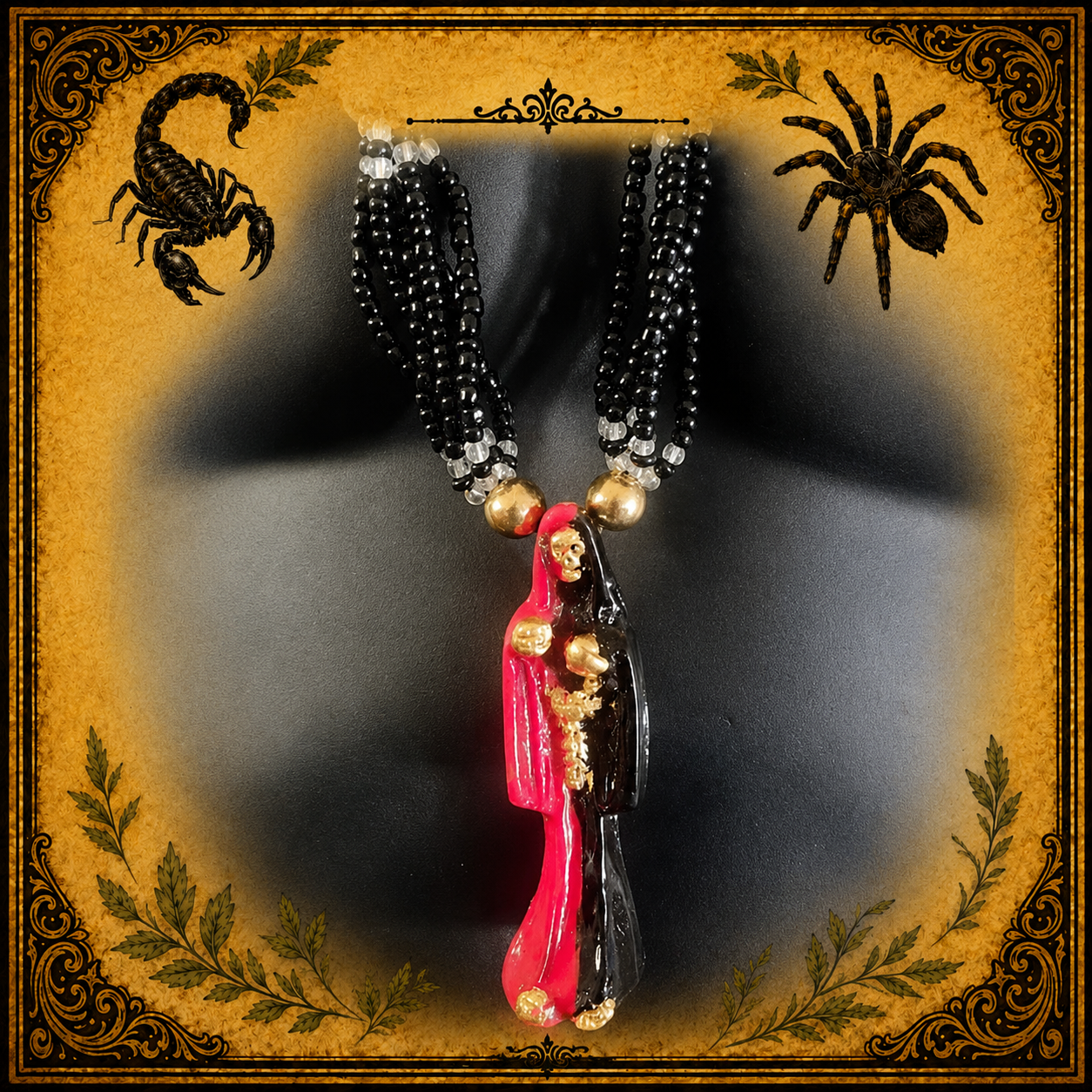 Collar Santa Muerte Negra