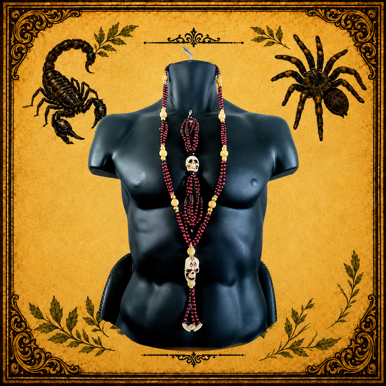 Collar Ritual Santa Muerte Rojo y Negro