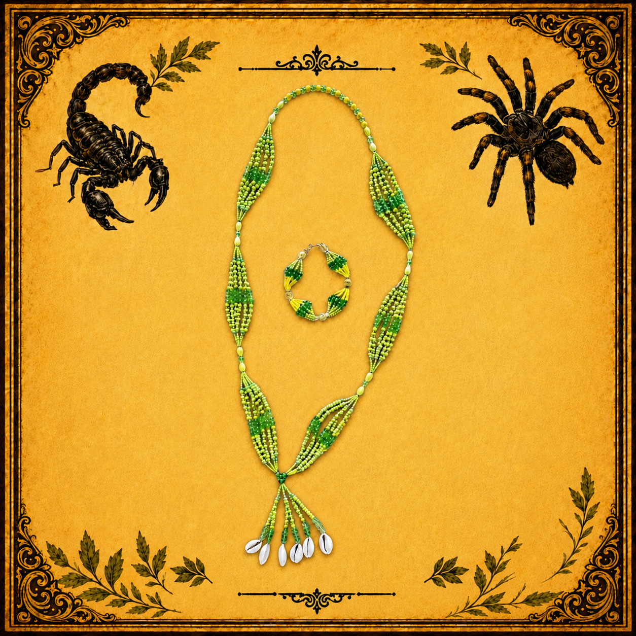 Juego Ritual de Orula Verde y Amarillo con Ilé