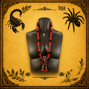 Collar Ritual Santa Muerte Rojo y Negro con Figura