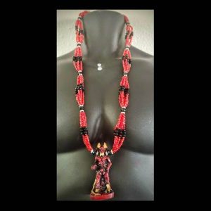 Collar Ritual Santa Muerte Rojo y Negro con Figura - collar Elekes Orisha Yoruba mayoreo Houston Texas