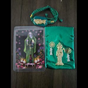 Santa Muerte Verde Kit - figura Santa Muerte religiosa mayoreo Houston Texas