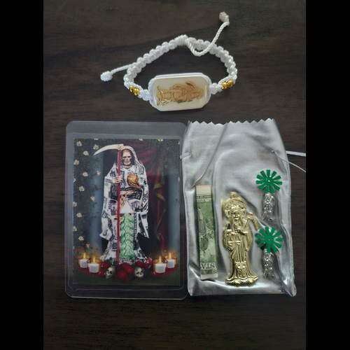 Santa Muerte Blanca Kit - figura Santa Muerte religiosa mayoreo Houston Texas