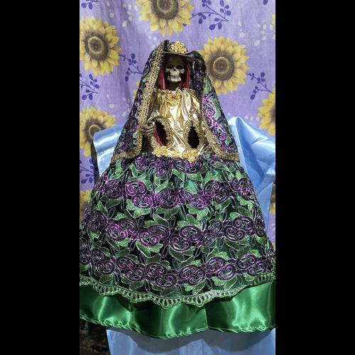 Vestido Santa Muerte Verde - figura Santa Muerte religiosa mayoreo Houston Texas