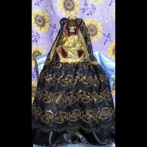 Vestido Santa Muerte Negro - figura Santa Muerte religiosa mayoreo Houston Texas