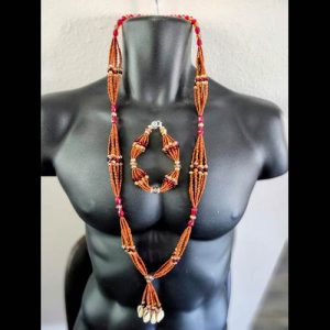 Collar Oyá Marrón Rojo - collar Elekes Orisha Yoruba mayoreo Houston Texas