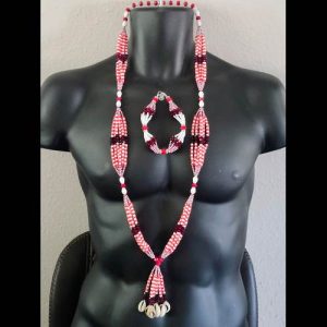 collar shango rojo blanco con ilde - collar Elekes Orisha Yoruba mayoreo Houston Texas