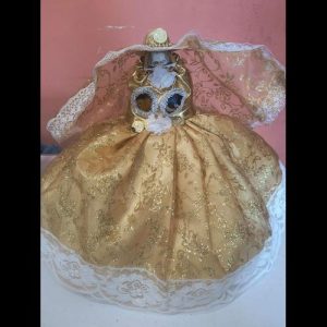 Vestido Santa Muerte Dorado - figura Santa Muerte religiosa mayoreo Houston Texas