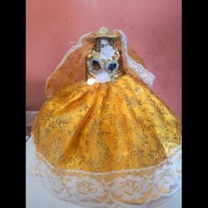 Vestido Santa Muerte Amarillo - figura Santa Muerte religiosa mayoreo Houston Texas