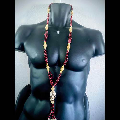 Collar Esotérico Santa Muerte Rojo y Negro protección amor - mayoreo Houston Texas