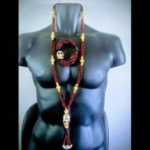 Collar Ritual Santa Muerte Rojo y Negro protección amor - Santería mayoreo Houston TX