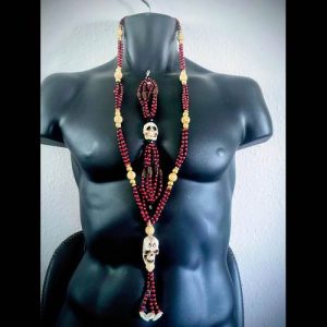 Collar Ritual Santa Muerte Rojo y Negro - artículos esotéricos Santería mayoreo Houston