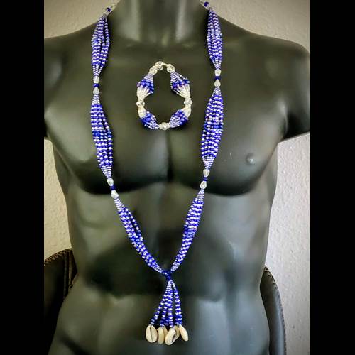 Collar Yemayá Azul Blanco - collar Elekes Orisha Yoruba mayoreo Houston Texas