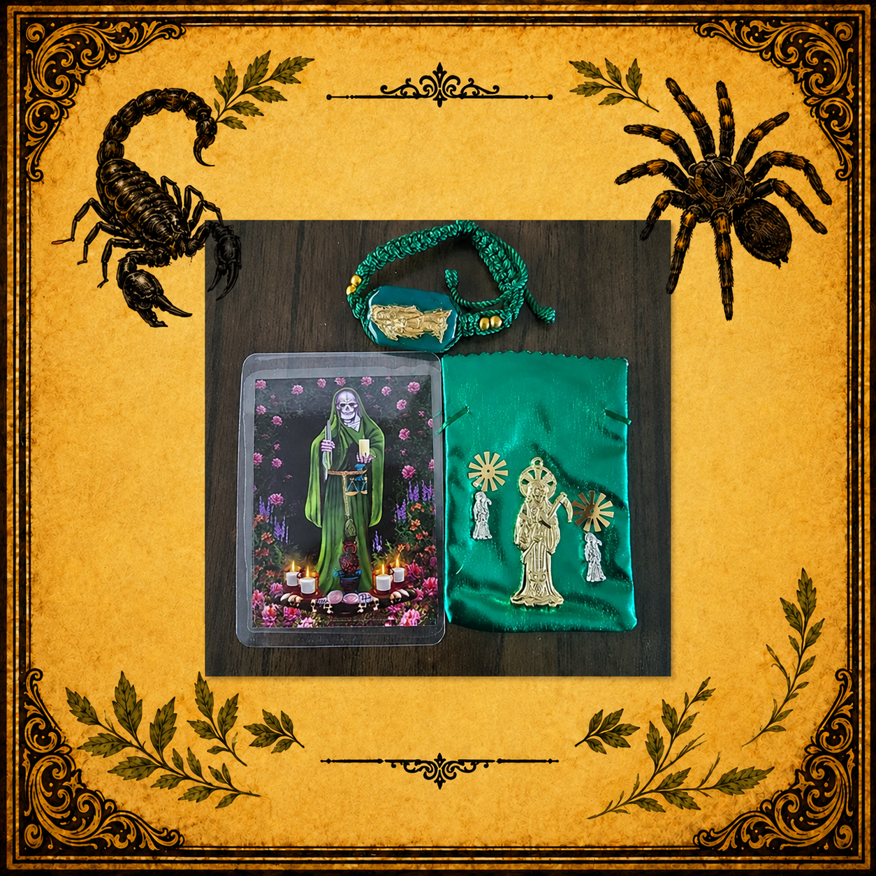 Kit de protección santa muerte Verde