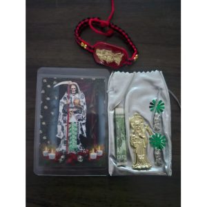 Kit de protección Santa Muerte roja - productos religiosos al mayoreo Houston TX