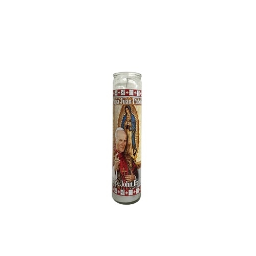 Velón Juan Pablo II Blanca - velas religiosas devoción mayoreo Houston Texas