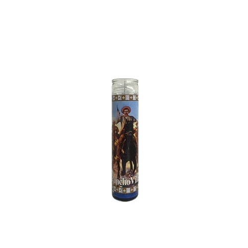Velón Pancho Villa Azul - velas esotéricas Santería mayoreo Houston Texas