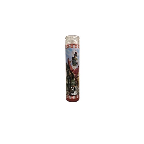 Velón San Martín Caballero Rojo - velas religiosas prosperidad negocios mayoreo Houston